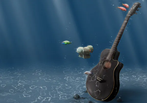 Underwater Guitar 3D Wallpaper