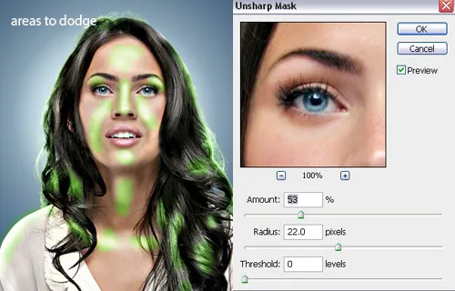 areas to dodge for jill greenberg look in photoshop