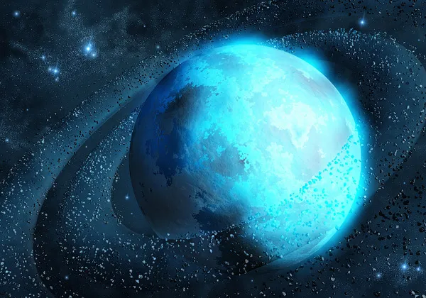 In Blue Space 3D Wallpaper