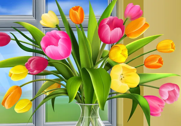 Tulips Vector 3D Wallpaper